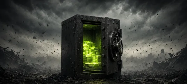 Caja fuerte intacta con dinero en medio de una tormenta que arrasa todo