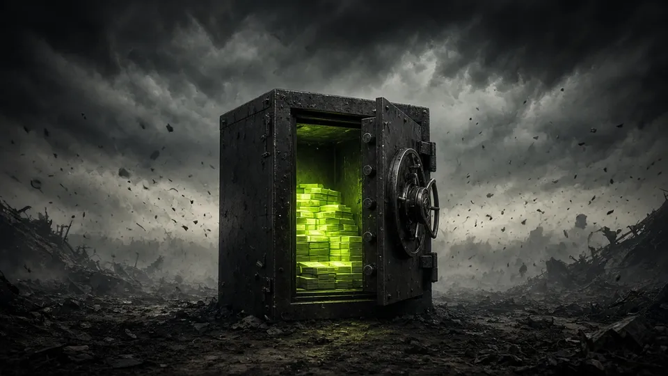 Caja fuerte intacta con dinero en medio de una tormenta que arrasa todo