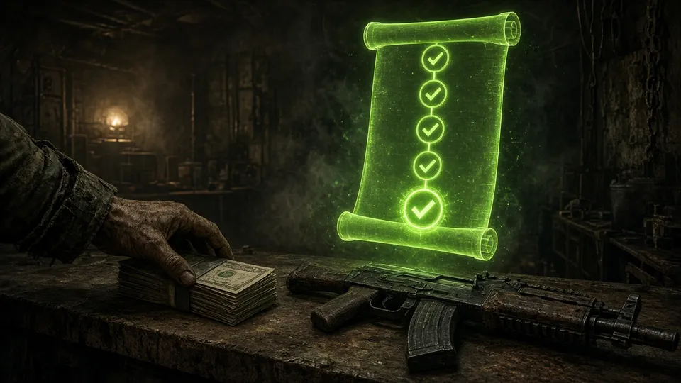 Compra en un mostrador con un registro holográfico de pasos verificados